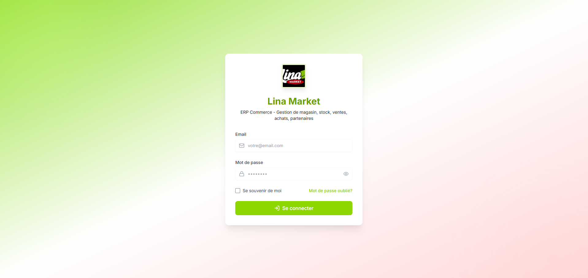 ERP Lina Market – gestion multi-sites pour réseau de distribution, Node.js MongoDB